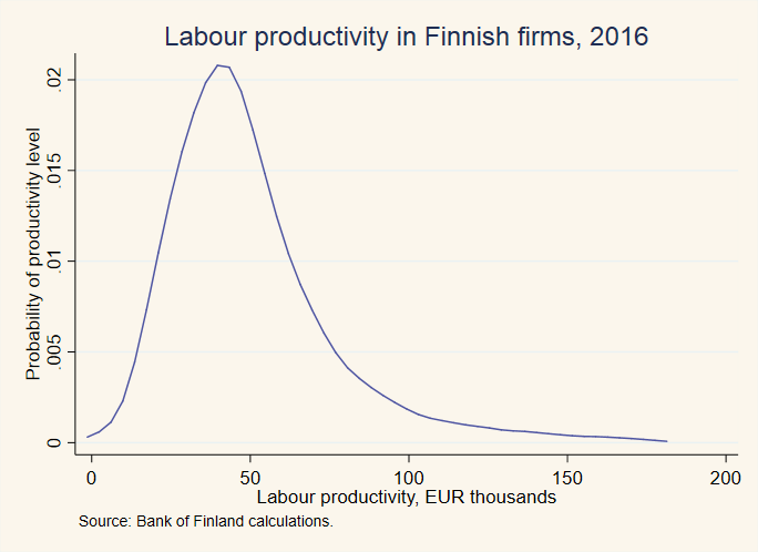 Labour productivity in Finnish firms, 2016