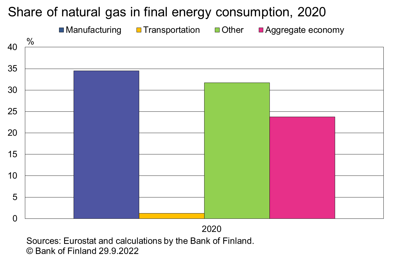 Share of natural gas in final energy consumption, 2020