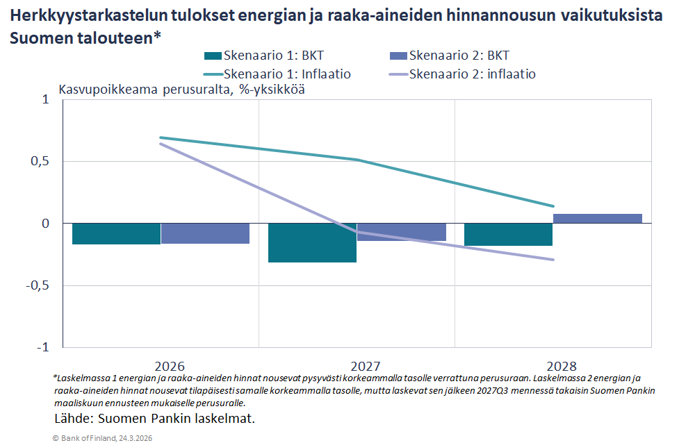Herkkyystarkastelun tulokset energian ja raaka-aineiden hinnannousun vaikutuksista Suomen talouteen*